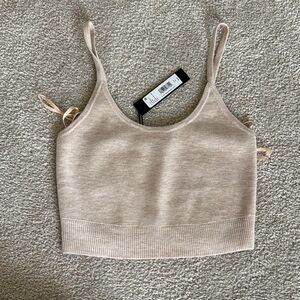 Beige Women's Knit Crop Top